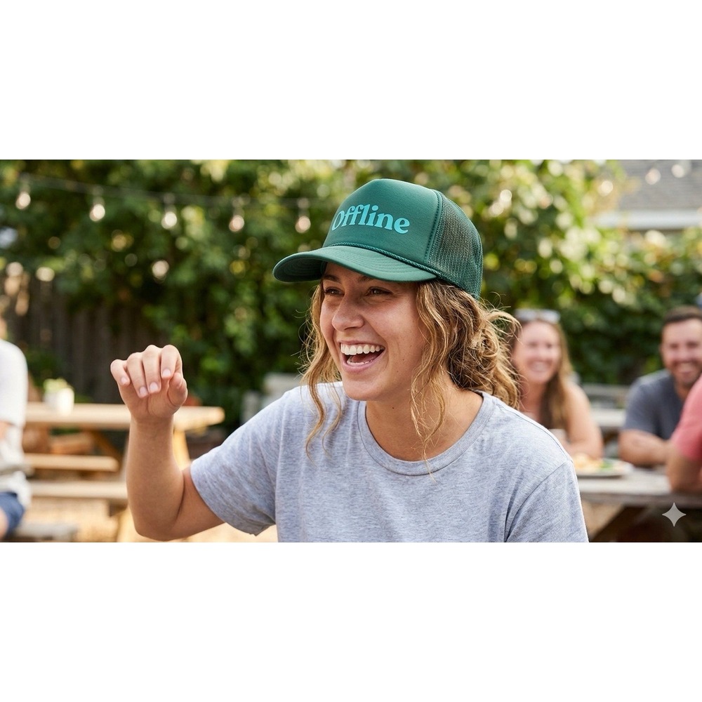 Offline Green Mesh Trucker Hat Snapback Cap Foam Front Adjustable OSFM